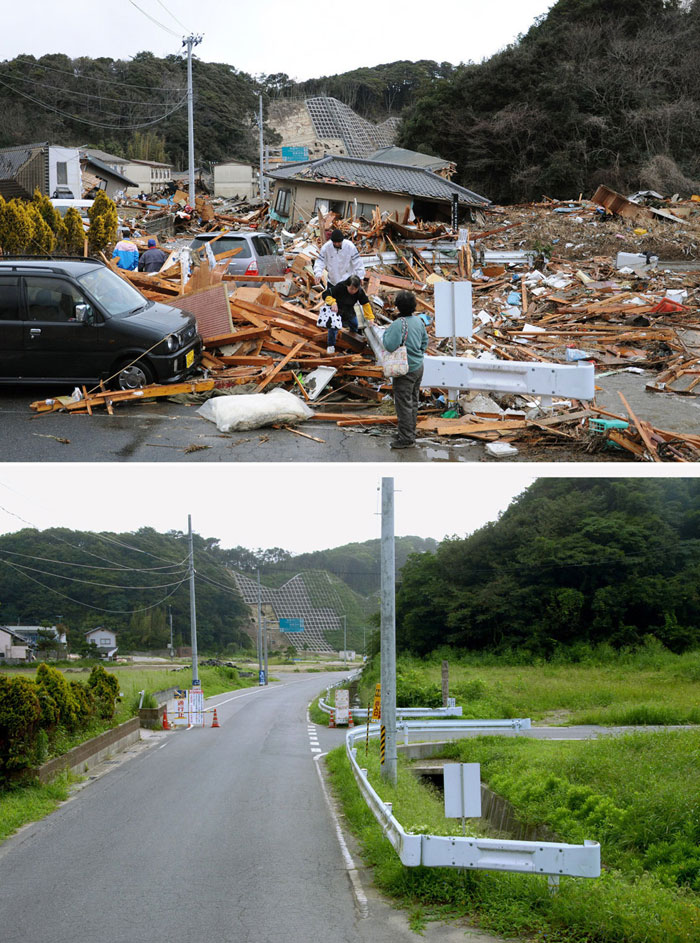 Иваки, префектура Фукусима, 11 марта, 1 сентября. Полностью 
восстановленный район после цунами.